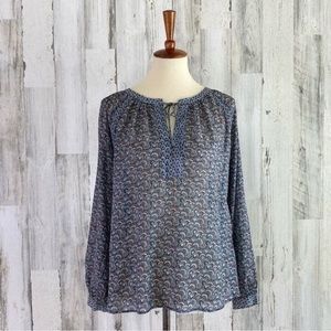 Ann Taylor Loft Semi-Sheer Peasant Blouse
